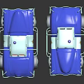 Blue and Red Toy Police Cars with Open Doors and Star Emblems