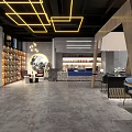 Modern Restaurant Interior With Wooden Pillars Chandeliers Blue Chairs And Round Tables
