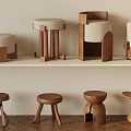 Middle Style Stool Round Stool Sofa Stool Shoe Changing Stool 3d model