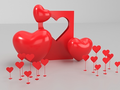 Online red card punch point anniversary red love card photo punch box 3d model