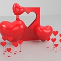 Online red card punch point anniversary red love card photo punch box 3d model