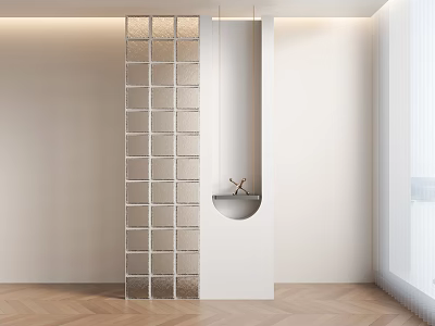 Minimalist Entryway Hallway With Glass Block Wall And Niche 3d model