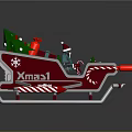 Commercial Equipment Red Sleigh With Christmas Tree Gifts Snowflake Candy Cane Decorations Xmas Brand