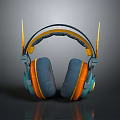 Stylish Blue And Orange Over Ear Headphones With Soft Ear Cushions