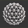 White Abstract Spherical Lattice Structure With Interconnected Nodes And Geometric Design