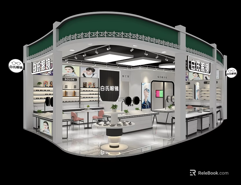 Modern Specialty Store Interior With Display Shelves Tables And Product Displays 3d model 