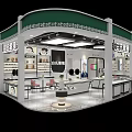 Modern Specialty Store Interior With Display Shelves Tables And Product Displays
