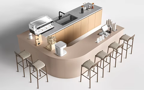 Modern Cafe Cashier Dessert Shop Operation Desk Milk Tea Shop Service Desk Milk Tea Shop Bar 3d model