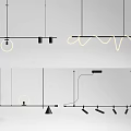 Modern Contemporary Pendant Lights With Linear Curved Circular Designs Black Frames And Warm Lighting