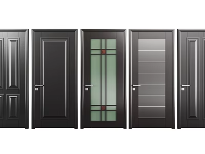 Modern Black Hinged Doors Featuring Various Stylish Designs For Home And Office 3d model