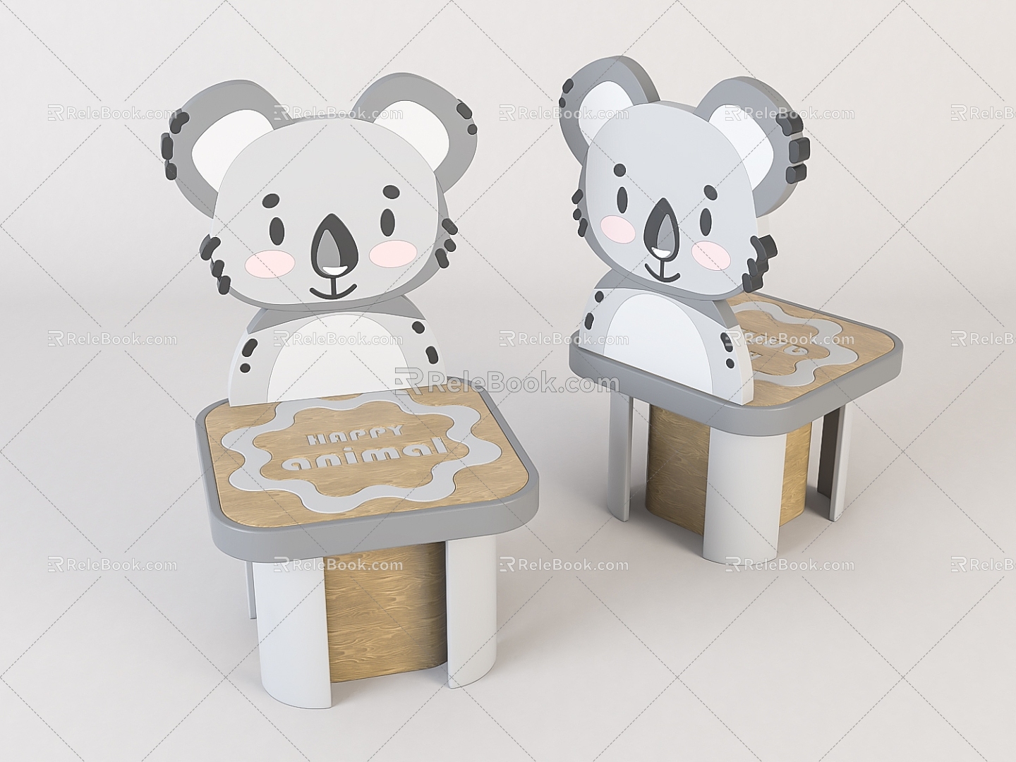 Modern Wooden Children Stool Beauty 3D Model 3d model