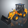Yellow Construction Loader With Black Bucket Cab And Large Tires On Reflective Surface 3d model