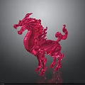 Pink Qilin Mythical Character 3D Model With Ornate Design And Vibrant Color