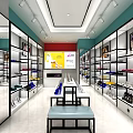 Shoe Store Interior With Organized Shelves Displayed Shoes Central Display Table Bright Lighting