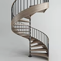 Modern Spiral Staircase With Wooden Steps And Black Metal Railings Interior Design