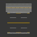 Detailed Road Model With Yellow White Lane Markings And Traffic Signs