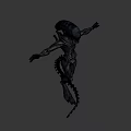 Game Movie Alien Character With Metallic Skeletal Structure Open Arms And Detailed Design