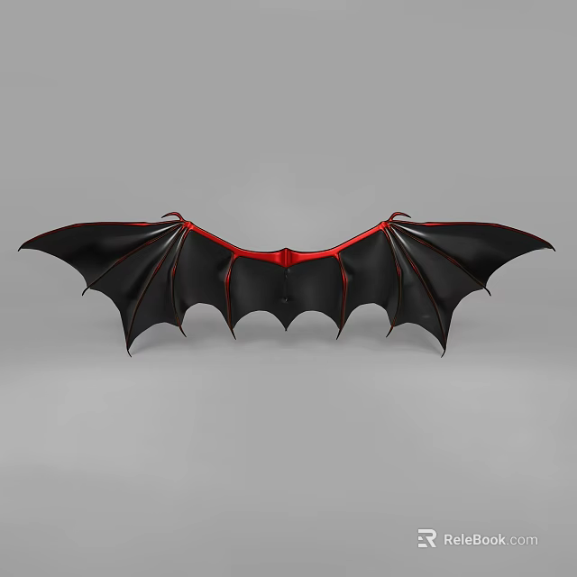 Game And Movie Character Bat Wings Black And Red With Red Edges And Skeleton Structure 3d model 