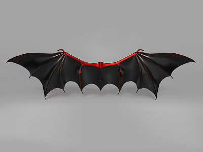 Game And Movie Character Bat Wings Black And Red With Red Edges And Skeleton Structure 3d model
