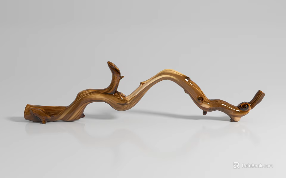 Natural Olive Wood Decorative Ornament Set With Curved Branch Design For Home Decor 3d model 