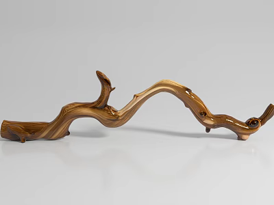 Natural Olive Wood Decorative Ornament Set With Curved Branch Design For Home Decor 3d model