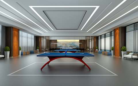 New Chinese Style Table Tennis Room Table Tennis Room Billiards Room 3d model