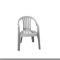 White Plastic Leisure Chair With Curved Backrest Slatted Design Simple Modern Style
