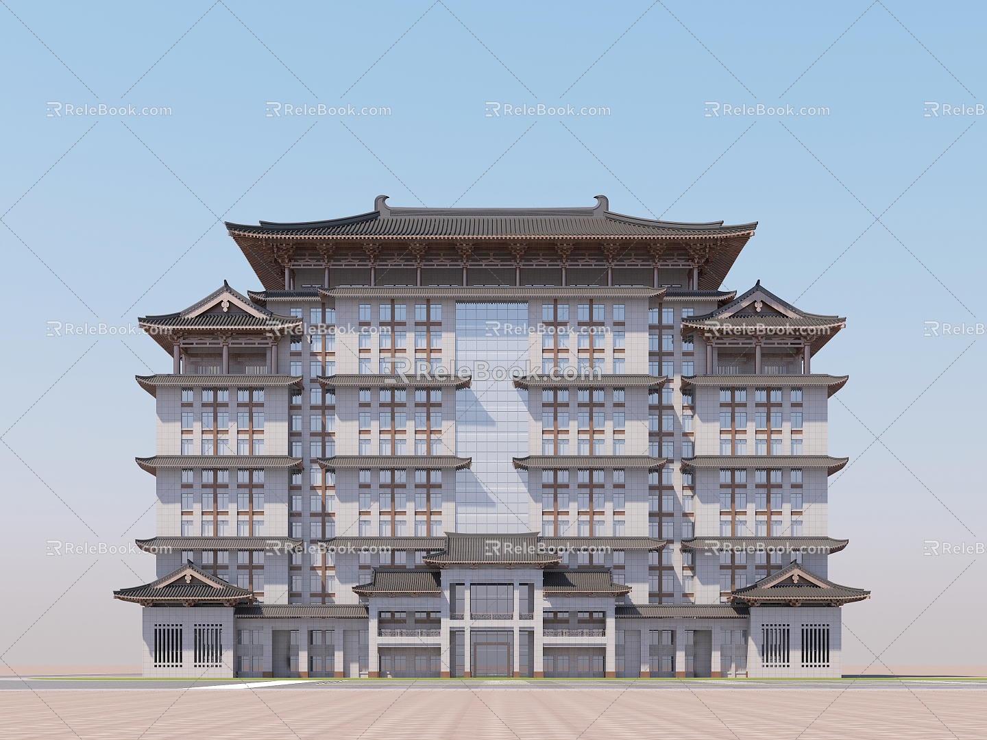 Chinese Architecture Chinese Hospital Chinese Office Building 3d model