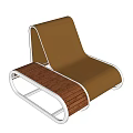Brown Fabric Lounge Chair With Metal Frame And Wooden Seat Modern Design