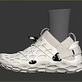 White Everyday Casual Shoes With Knit Mesh Upper Gray Heel And Textured Sole