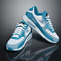 Stylish Blue And White Sports Sneakers With Air Cushion Sole Breathable Design And White Laces