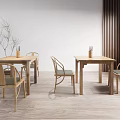 New Chinese Dining Table and Chair Combination Dining Table and Chair 3d model