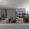 Modern Living Room Interior Design With White Sofa Grey Wall Wooden Accent And Green Plants