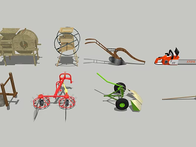 New Chinese-style Farm Tools Grass Cutting Machine Water Truck Cutting Machine Agricultural Tools 3d model
