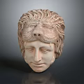Mythological Medusa Head Sculpture With Detailed Snake Hair And Classical Features