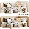 Modern Soft Upholstered Kids Bed With Lovely Fox Pillows And Multiple Fabric Color Choices