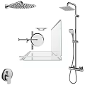 Modern Shower Sauna Design With Glass Enclosure And Chrome Fixtures