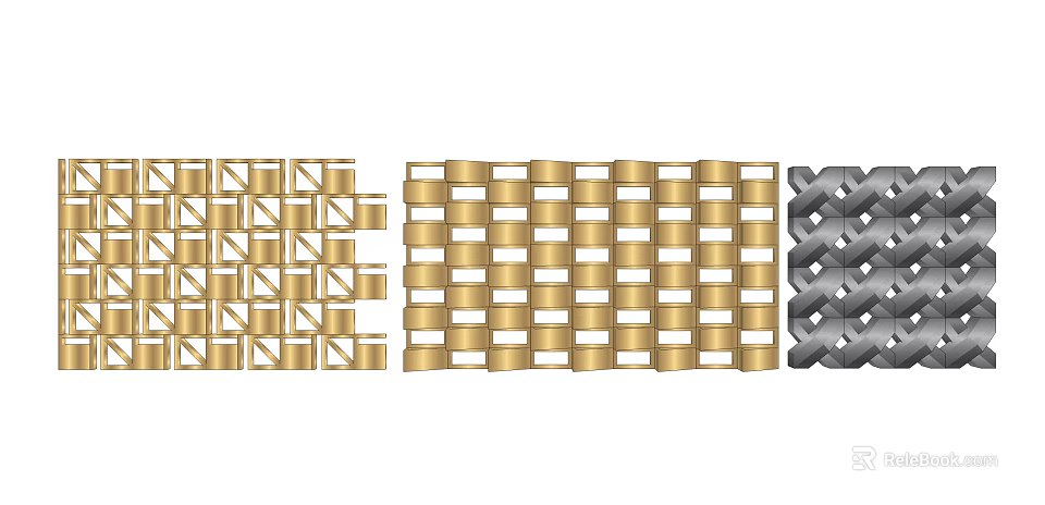 Gold And Gray Woven Texture Patterns For Decorative Design Applications 3d model