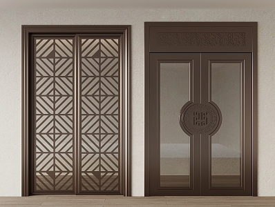 double open glass door 3d model