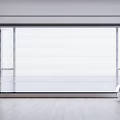 White Blinds Covering Large Window In Modern Room With Light Wooden Floor
