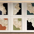 Six Abstract Paintings With Various Colors And Three Dimensional Textures On Wall 3d model
