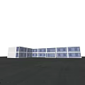Modern Container Building With Large Glass Windows And Multi Storey Structure 3d model