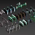 Assorted Industrial Mechanical Components With Black Silver And Green Elements