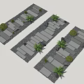 Garden Path Design With Stone Slabs Green Plants And Gravel Elements