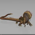Fantasy Character Riding Orange Spiked Back Dragon With Long Tail And Saddle