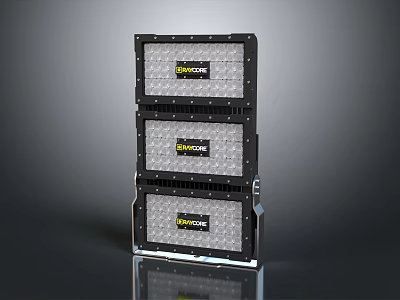EVOCORE Industrial Equipment Stacked Three Enclosure Units With Brand Logo 3d model