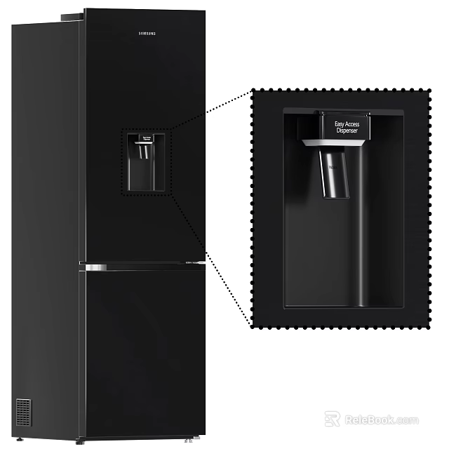 Black Refrigerator Freezer With Built In Water Dispenser And Ice Maker 3d model 