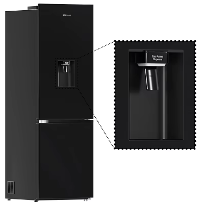 Black Refrigerator Freezer With Built In Water Dispenser And Ice Maker 3d model