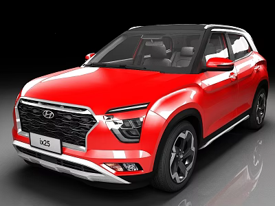 Red Hyundai ix25 SUV Front View With Shiny Exterior And Stylish Design 3d model