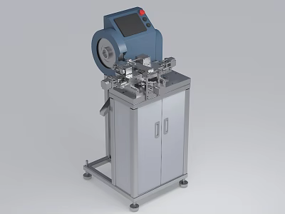 Industrial Machine with Blue Disc Digital Display and Metal Cabinet Base 3d model